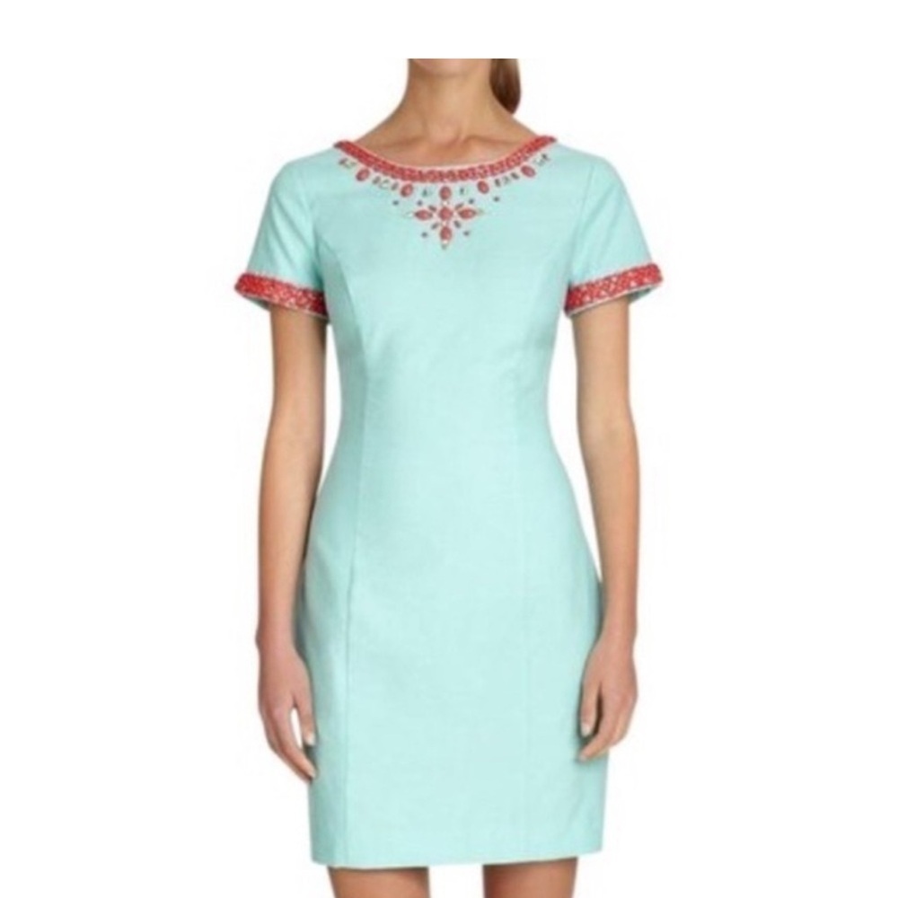 Lilly Pulitzer Aqua Mini Dress with Red Accents